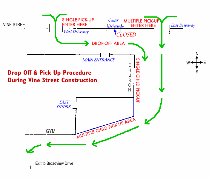 Map during construction on Vine St.